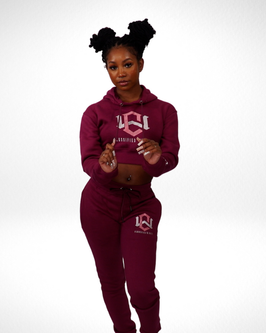 Women’s Plum Crop-Top Sweatsuit