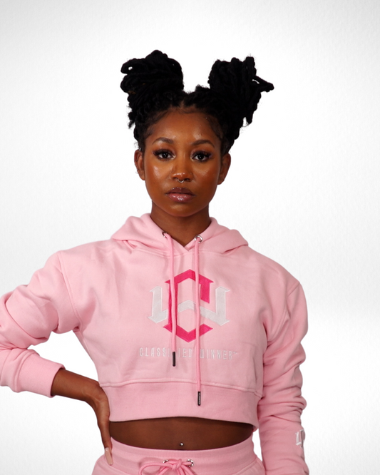 Women’s Soft Pink Crop-Top Sweatsuit