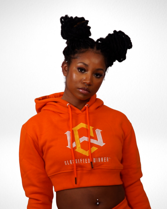 Women’s Orange Crop-Top Sweatsuit