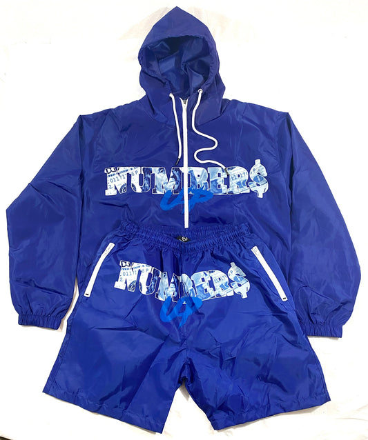 Classified Winner Blue Numbers Up windbreaker Short Set