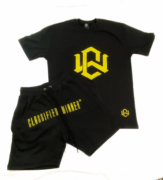 Classified Winner Men’s Black & Yellow Short Set