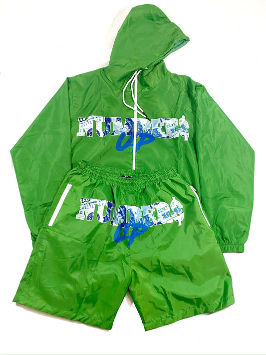 Classified Winner Green Windbreaker Short Set